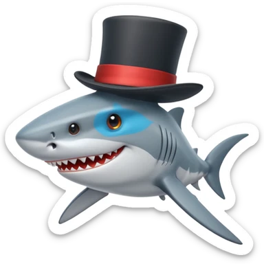 Shark with top hat sticker