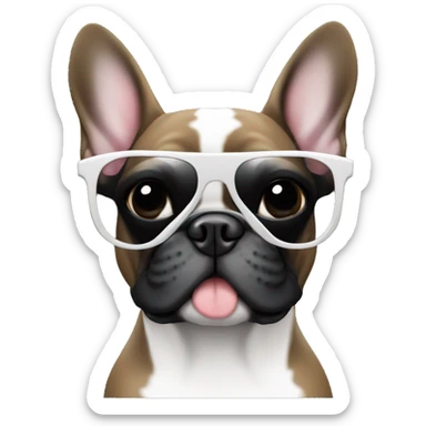 black french bulldog with white chest wearing sunglasses sticker