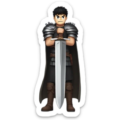 angry berserk guts carrying a huge sword on his shoulder sticker