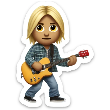 Kurt cobain playing a guitar sticker