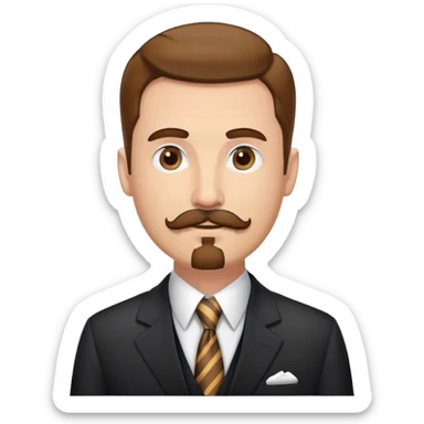 Tall white man with brown mustache and goatee in suit and tie sticker