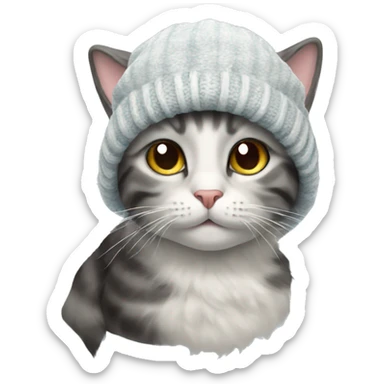 Cat in winter hat  sticker