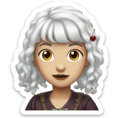 White witch with cherry cola hair with bangs sticker
