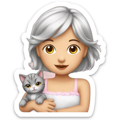Baby girl with 2 cat ms sticker