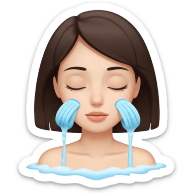 girl brunette getting a deep facial cleansing eyes closed sticker