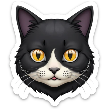 Goth cat with silver item  sticker