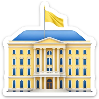 Presidential buildings with the flag of Ukraine sticker