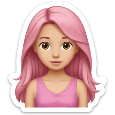 Girl with loose hair in a pink dress sticker