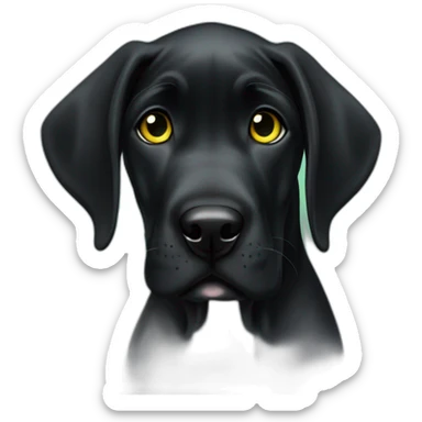 Black great dane puppy with green/ yellow eyes  sticker