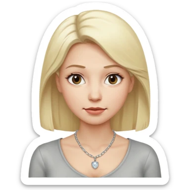 Female with Silver Necklace, grey skin,blonde hair, different expressions. sticker