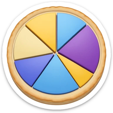 A pie chart with purple, yellow and blue colors only sticker