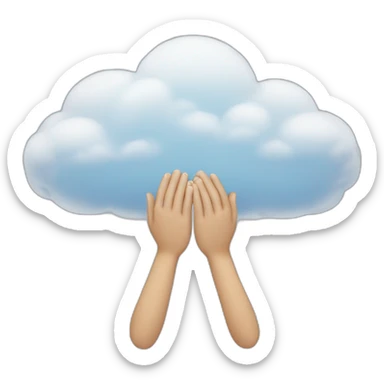 sad Cloud with eyes and hands praying sticker