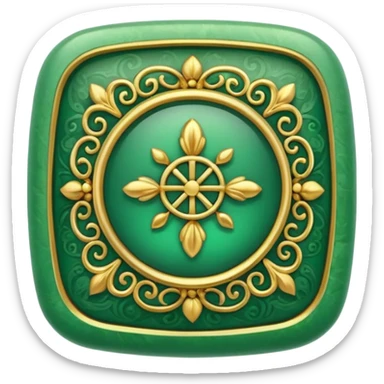 Jade and gold filigree style rounded square icon button sticker