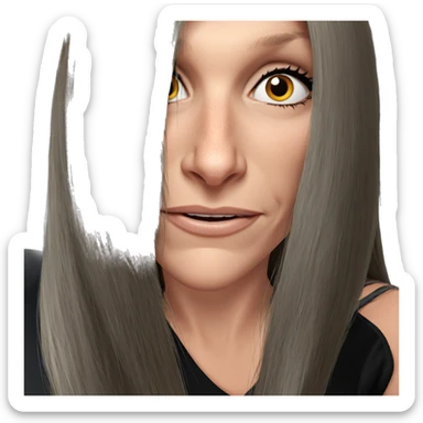 smiling girl with long hair sticker