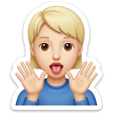 tongue out with hands to the side  sticker