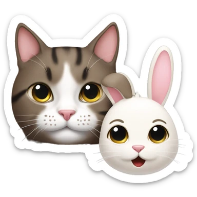 Cat with bunny sticker