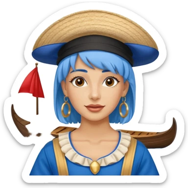 venice gondolier woman fat earring wearing blue hair sticker
