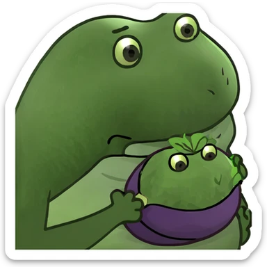 fat dude with eggplate in its mouth sticker