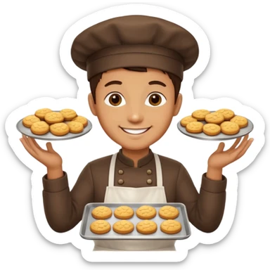 a baker holding a tray of cookies sticker