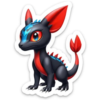 Cute Shiny Guilmon-Salandit-Umbreon-Fakémon-hybrid-creature (full body)  sticker