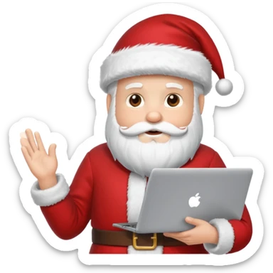 santa god with laptop, direct front sticker