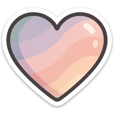 cute heart shape, icon-color-outlined style, detailed shadows and highlights, thin clean contours, soft rounded shapes, pastel palette #98B5BC, #B5B3C1, #C9A3C9, #E4C0CA, #F7DCD1, #F7C0AA, modern Japanese pop art and sticker aesthetic, soft lighting, transparent background sticker