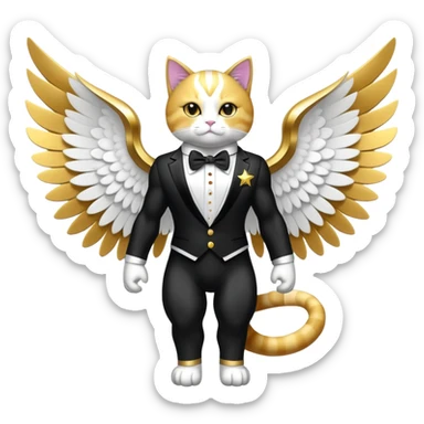 Super duper Transcendent celestial infinity cosmic galactic energy Mega neon unicorn dragon hydra hyper rare golden penguin Golden Divine god angel Omni Black and white Super muscular Buff sigma Gigachad cat full body tuxedo colored  sticker