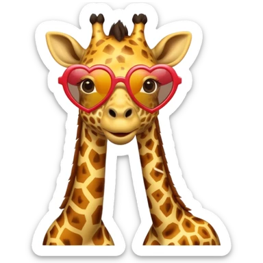 Giraffe with heart shape sunglasses sticker