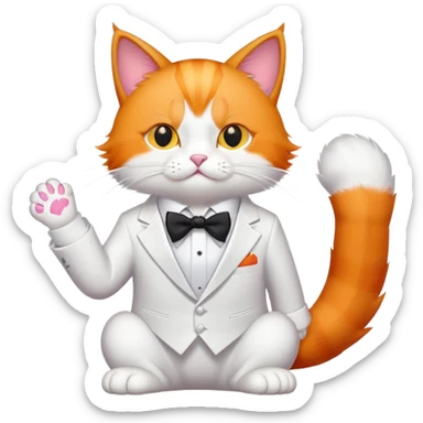 Orange cat with a white tuxedo and white paws with the anime stressed symbol  sticker