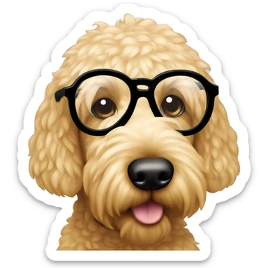 Blonde golden doodle wearing glasses sticker