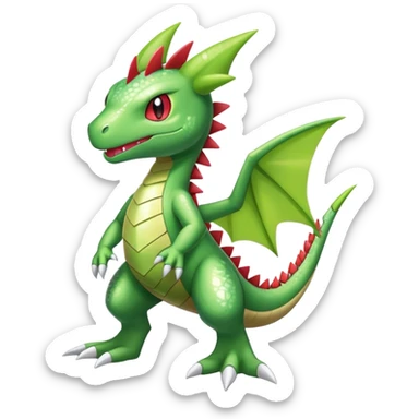 Shiny Cool Sparkly Cute Flygon-Tyranitar-Fakemon-hybrid-fusion with a scarf full body sticker