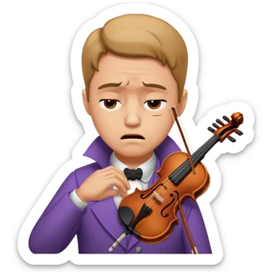 a violinist having a neck strain. he is in pain. sticker