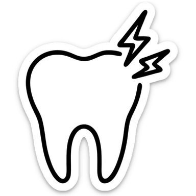 a black and white outline of a toothache sticker