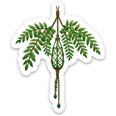 Hanging macrame rosary plant  sticker