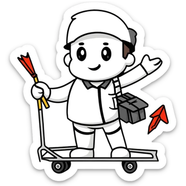 ramp agent with marshalling wands guiding aircraft sticker