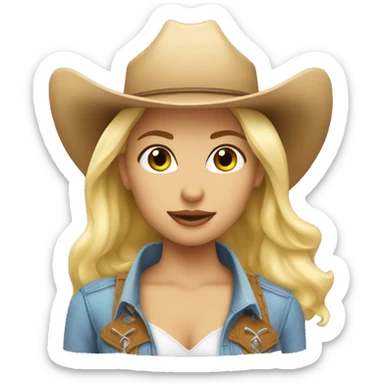 Blonde cowgirl with love heart eyes  sticker
