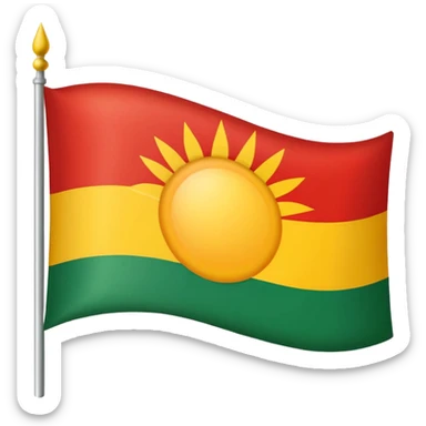 3 şeritli bir bayrak en üst şeriti kırmızı ortadaki şerit beyaz en alttaki şerit yeşil olcak şekilde ama ortadaki beyaz alanın ortasına güneş çiz sticker