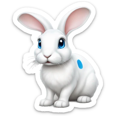 white rabbit with spots, lop-eared, blue eyes sticker