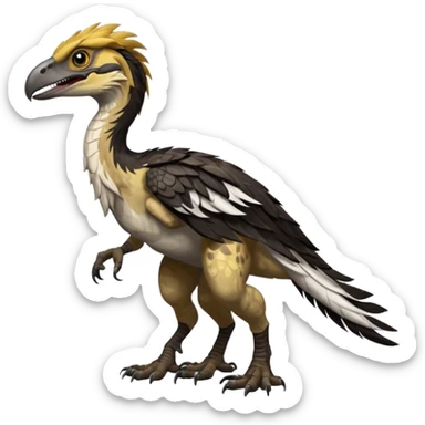 Utahraptor with a lot of feathers and white and black sticker