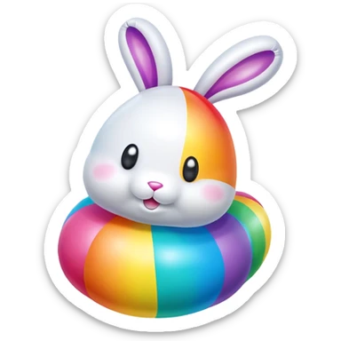 easter rainbow inflatable bouncy bunny sticker