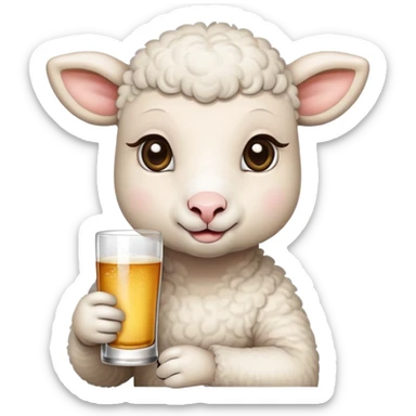little lamb drinking alcohol  sticker