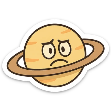 simple icon of Saturn with rings, flat style sticker