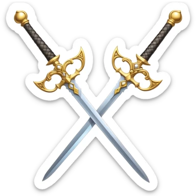 Two Golden royal swords with gold blades and gold handel sticker