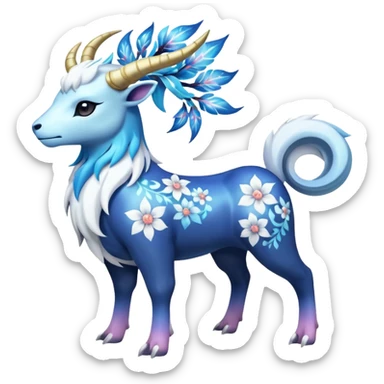 Shiny Glossy Pastel Light Divine Bovine Beautiful Floral Snowy Pretty Absol-Amaura-Suicune-Cobalion-fusion, full body sticker