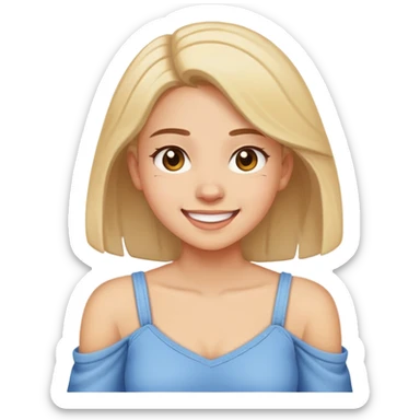 Girl struggling her shoulders, smiling ￼ sticker