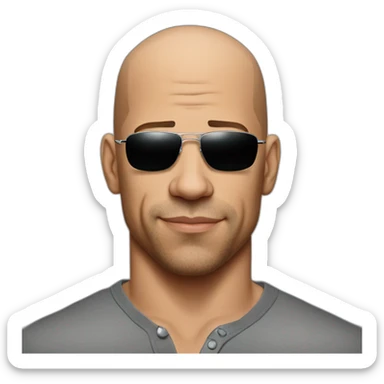 vin diesel cartoon wearing henley  sticker