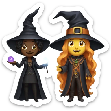 Crazy witch and warlock couple sticker