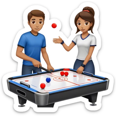Man and woman playing air hockey  sticker
