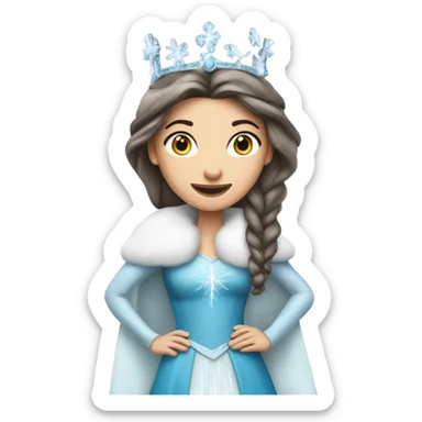 Caucasian brunette snow queen standing at the north pole sticker