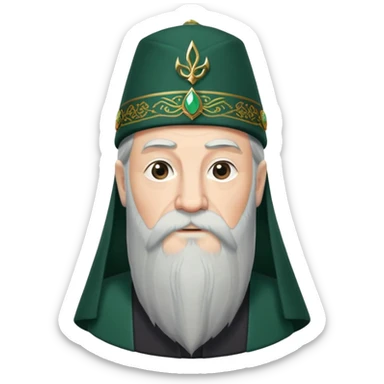 albus dumbledore with very long beard with dark green turkish fez cap and decorative motifs sticker
